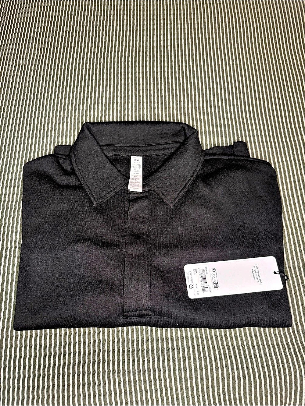 alo Take It Easy Long Sleeve Henley Pullover Black Long Sleeve Henley NWT Size S
